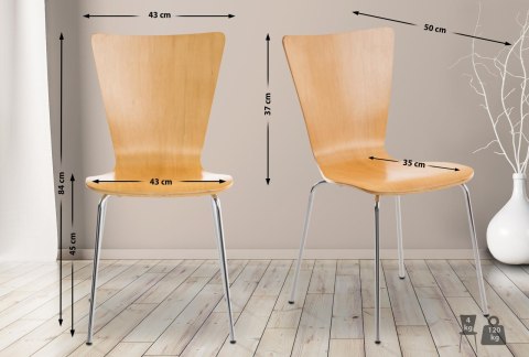Krzesło konferencyjne Aaron naturalne drewniane z chromowanym stelażem