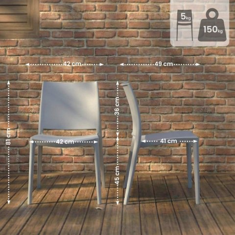Krzesło ogrodowe Meton szare z tworzywa, ergonomiczne