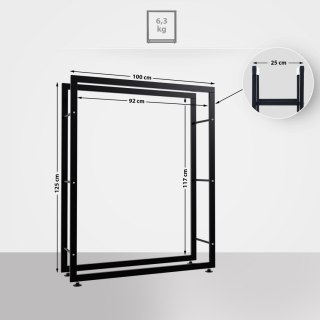 Stojak na drewno Keri V2 czarny 25x100x125