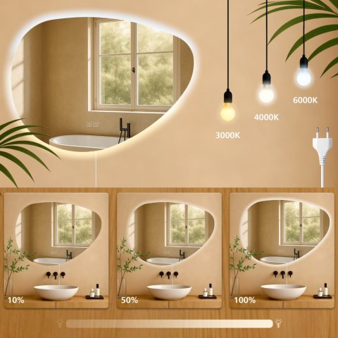 Lustro łazienkowe Almafie 65x75 z oświetleniem LED