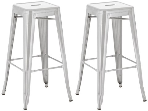 Hoker barowy Joshua 2er Set srebrny, metalowy, nowoczesny