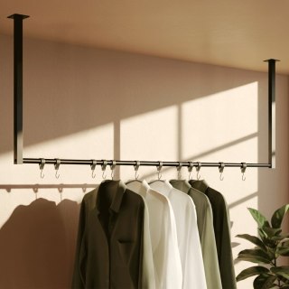 Stojak na ubrania Fenton 120x60 cm 12 haków czarny