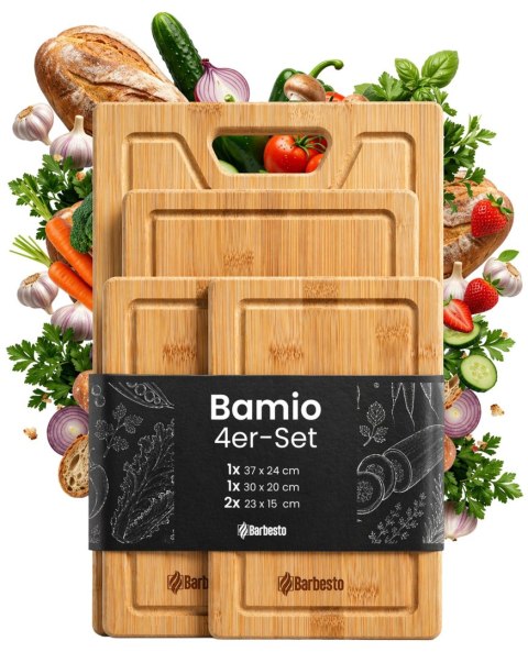 Zestaw desek do krojenia Bamio V2 4 sztuki bambusowe naturalne