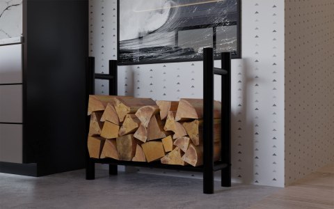 Stojak na drewno Medya czarny 30x80x80 cm z stali