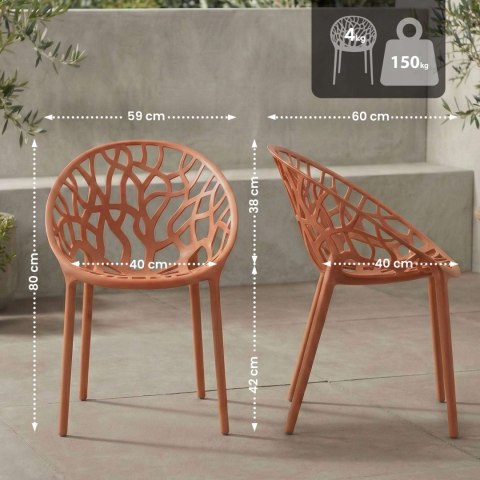 Krzesło ogrodowe Hope terracotta, z polipropylenu, stół na taras