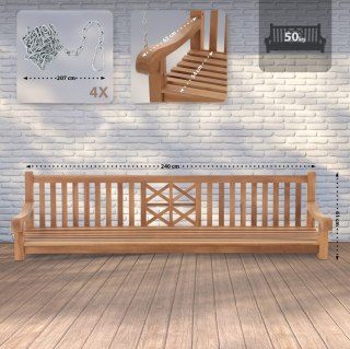 Huśtawka ogrodowa Farm 240 cm teak z armrestami