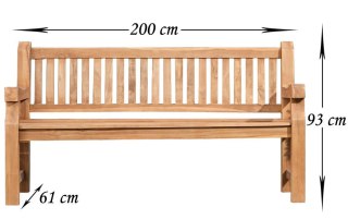 Ławka ogrodowa Jackson 200 cm z drewna teakowego
