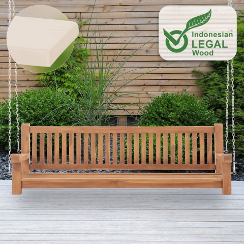 Huśtawka ogrodowa Joyce z poduszką 200 cm teak