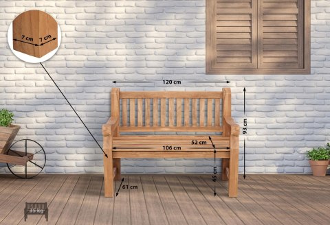 Ławka ogrodowa Daxon z poduszką 120 cm kremowa