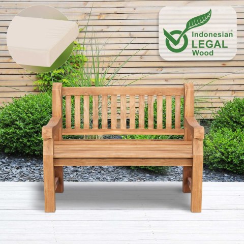 Ławka ogrodowa Daxon z poduszką 120 cm kremowa