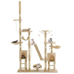 Lumarko Drapak dla kota z sizalowymi słupkami, 230-250 cm, beżowy