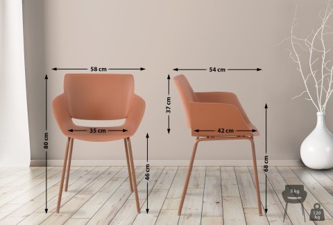 Krzesło do jadalni Alpena terracotta z tworzywa, na zewnątrz i do wnętrz