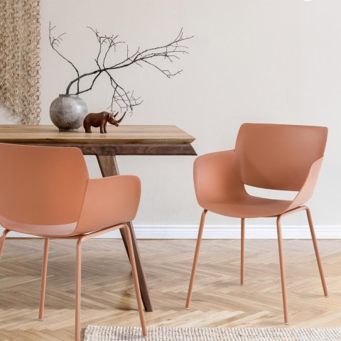 Krzesło do jadalni Alpena terracotta z tworzywa, na zewnątrz i do wnętrz