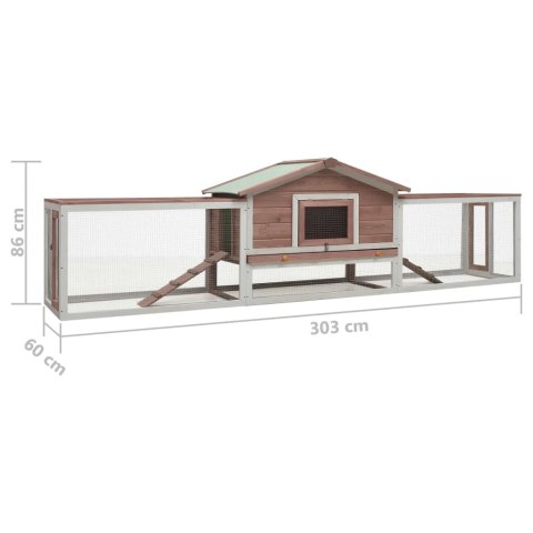  Klatka dla królika, mokka, 303x60x86 cm, drewno sosny i jodły Lumarko!