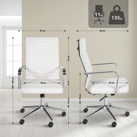 Fotel biurowy Canby ekoskóra biały ergonomiczny
