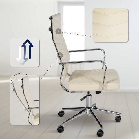 Fotel biurowy Canby ekoskóra kremowa, ergonomiczny, regulowany