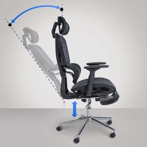 Fotel biurowy Grover czarny z ergonomiczną regulacją