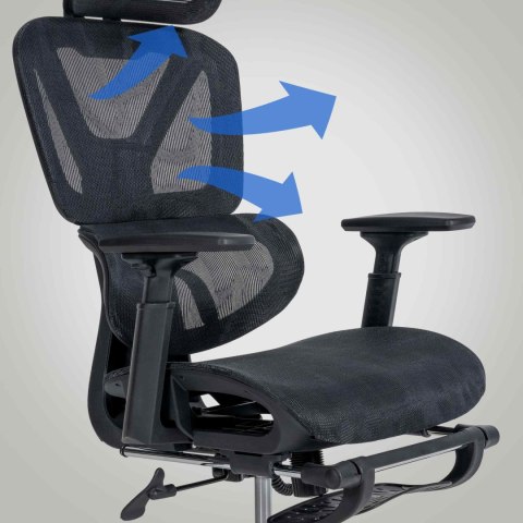 Fotel biurowy Grover czarny z ergonomiczną regulacją
