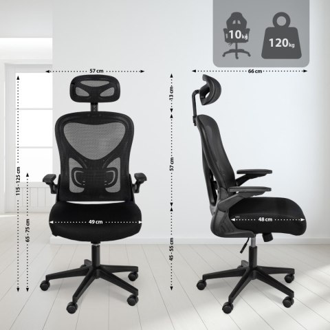 Fotel biurowy Roseburg czarny z ergonomicznymi funkcjami