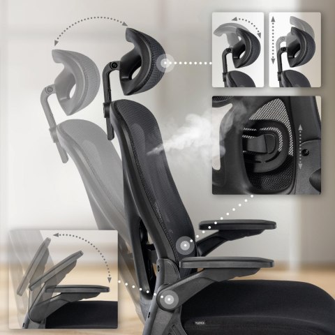 Fotel biurowy Roseburg czarny z ergonomicznymi funkcjami