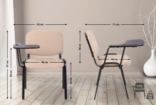 Zestaw krzeseł konferencyjnych Ken z klapkowym stolikiem kremowy