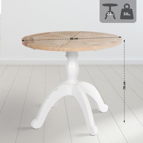 Stolik Roswell 90 cm naturalny z białym stelażem