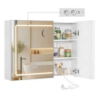 Kailyn Kollektion - Spiegelschrank mit Beleuchtung, Badezimmerschrank, Wandschrank, Steckdosenleiste, Entfogging-Funktion, 10x V