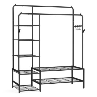 Otwarta szafa z półkami na ubrania w czerni, 45 x 115.8 x 172.8 cm