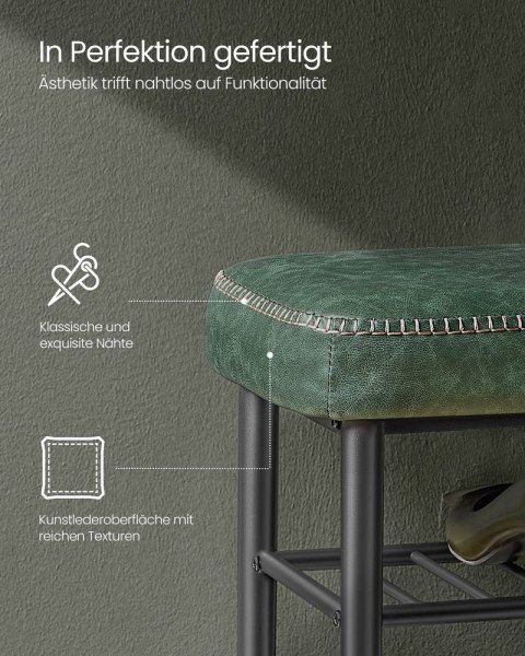 Ławka na buty z kolekcji EKHO z półkami z siatki, zielony las, 30x80x50 cm