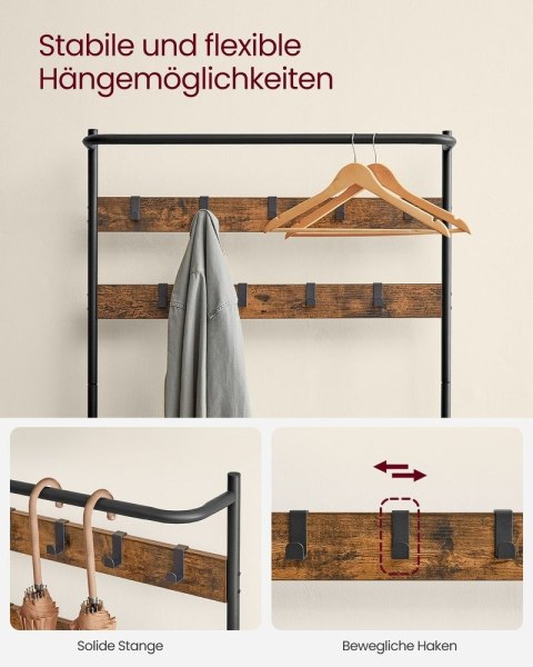 Szafa z ławką na buty, styl industrialny, vintage brązowo-czarna