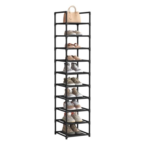 Półka na buty z 10 poziomami 33 x 33 x 173 cm, Czarny