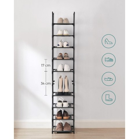 Półka na buty z 10 poziomami 33 x 33 x 173 cm, Czarny