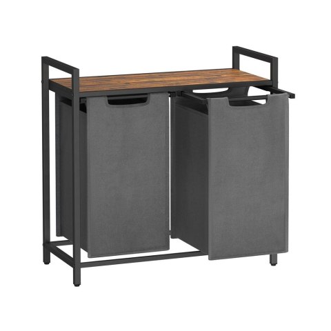 Kosz na pranie , kosz na pranie, 2 wyjmowane kieszenie z tkaniny Oxford, metalowa rama, 2 x 46 litrów, 73 x 33 x 72 cm, vintage