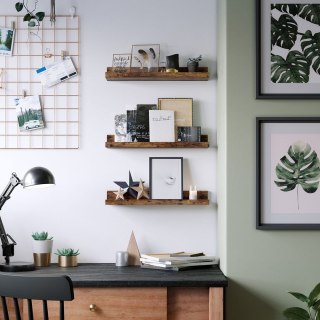 Zestaw 3 półek ściennych w kolorze vintage brązowy, długość 38 cm