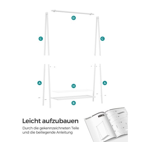 Wieszak na ubrania z drążkiem, Biały, 92,5x33,5x153 cm