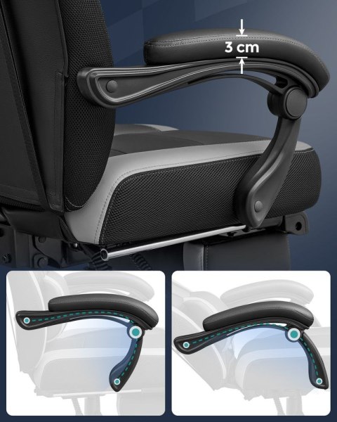 Ergonomiczne krzesło biurowe z podnóżkiem, Czarny + Szary