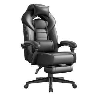 Ergonomiczne krzesło biurowe z podnóżkiem, Czarny