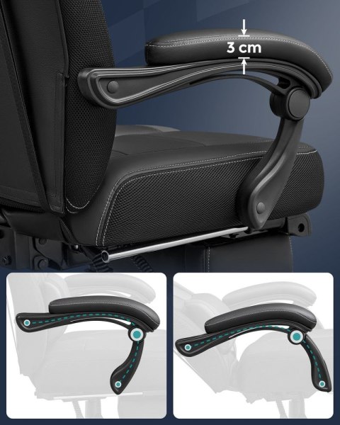 Ergonomiczne krzesło biurowe z podnóżkiem, Czarny