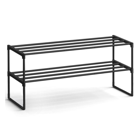 Metalowy stojak na buty 2 półki, Czarny, 2 poziomy (30 x 92 x 34 cm)