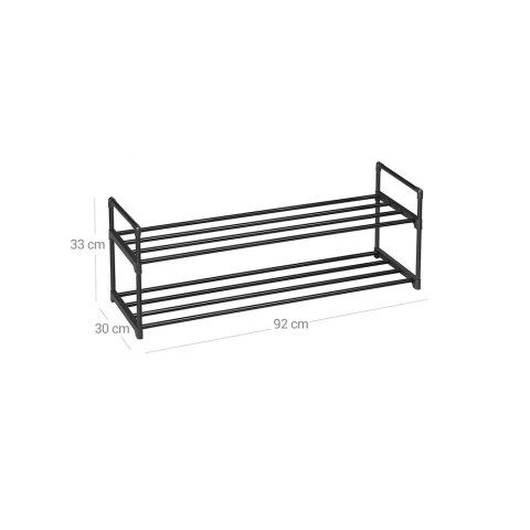Metalowy stojak na buty 2 półki, Czarny, 2 poziomy (30 x 92 x 34 cm)