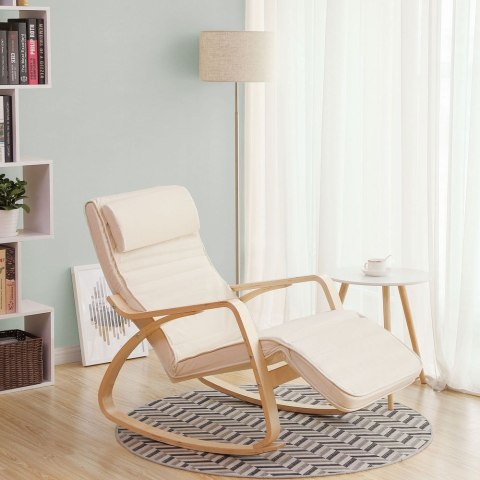 Relaksujący Fotel Bujany Sunlounger Z Regulowanym Podnóżkiem Maksymalne Obciążenie: 150 Kg Beżowy Lyy10m Lumarko!
