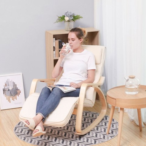 Relaksujący Fotel Bujany Sunlounger Z Regulowanym Podnóżkiem Maksymalne Obciążenie: 150 Kg Beżowy Lyy10m Lumarko!
