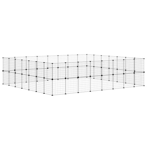  Klatka dla zwierząt z bramką, 60 paneli, czarna, 35x35 cm, stal Lumarko!