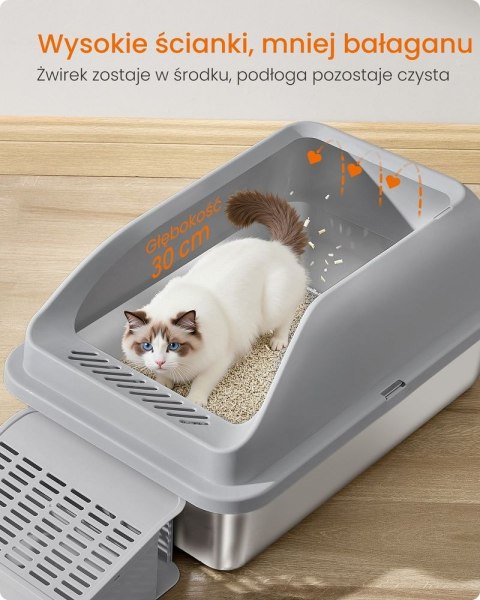 Kuweta ze stali nierdzewnej otwarta gołębia szarość
