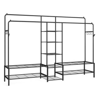 Otwarta szafa z półkami na ubrania w czerni, 45 x 195 x 172.8 cm