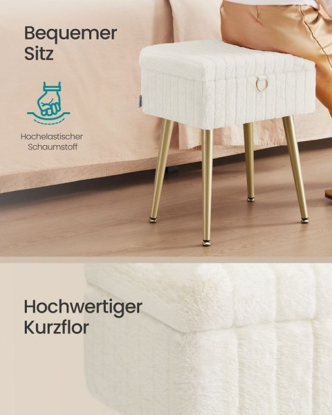 Stołek ze schowkiem do domu, matowy biały