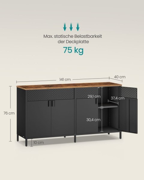 Szafka metalowa 4 drzwi 40 x 141 x 76 cm tintenschwarz vintagebraun