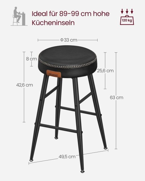 Echo Collection zestaw 2 stołków barowych krzesło barowe krzesło kuchenne sztuczna skóra 30 "wysoka kuchnia jadalnia łatwy monta