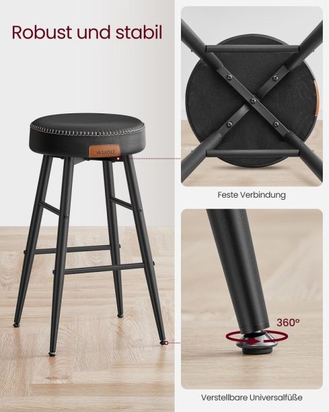 Echo Collection zestaw 2 stołków barowych krzesło barowe krzesło kuchenne sztuczna skóra 30 "wysoka kuchnia jadalnia łatwy monta
