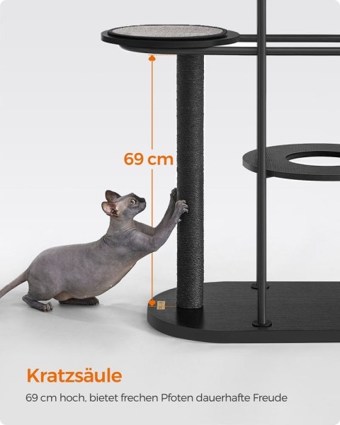 Drapak o wysokości 111 cm z klasycznym czarnym sizalowym bagażnikiem